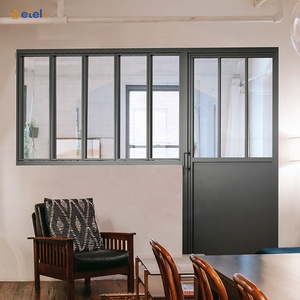 Marco de aluminio Delgado Steampunk, puerta corredera de vidrio doble, Noble, visión, Unidad de despensa de armario de cocina, puerta de vidrio de alta <span class=keywords><strong>Sierra</strong></span> - Product Image 4