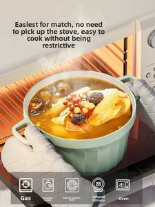 Marmite en céramique haut de gamme antiadhésive à double anse, compatible induction, pour soupes et bouillons universels - Product Image 5