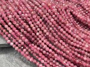 Cuentas de Turmalina Rosa Natural Facetadas Redondas de 2mm 3mm 4mm, Cuentas Sueltas para Pulseras, Collares y Joyería, Venta al Por Mayor - Product Image 4