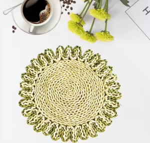 Set de table décoratif en forme de fleur, tissé à la main, 30 cm x 38 cm, style bohème, écologique - Product Image 6