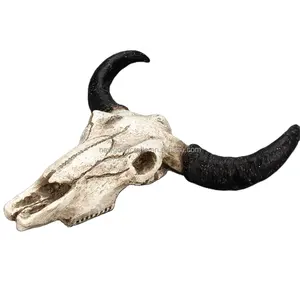 逼真的雕像骨架动物头牛头头骨壁挂艺术家居墙壁装饰树脂动物头壁挂