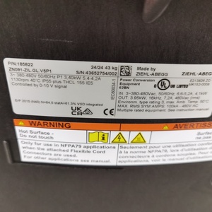 ZIEHL-ABEGG ZN091-ZIL.GL.V5P1 185822 380-480 50/60Hz 3.40KW 1130RPM เครื่องทำความเย็น AHU แกนพัดลมระบายความร้อน - Product Image 6