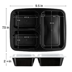 <span class=keywords><strong>Plateau</strong></span> en plastique pour préparation de repas, pièces, 3 compartiments, <span class=keywords><strong>plateau</strong></span> jetable <span class=keywords><strong>avec</strong></span> <span class=keywords><strong>couvercle</strong></span>, PP micro-ondable - Product Image 2