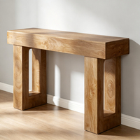 Table console rustique en bois massif avec pieds creux, table d'entrée, table de couloir, table de canapé en bois pour hall d'entrée, salon, mobilier de maison