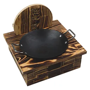 Petit wok poêle à bois carbonisé, poêle à bois rétro, poêle à frire, vente en gros, bon marché, usine chinoise, produit breveté