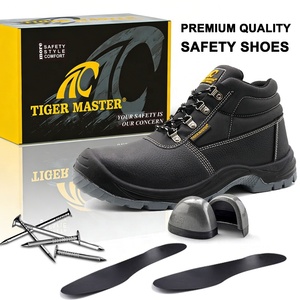 Calzado de Seguridad Industrial para Hombre, Cuero Negro, Certificado OEM CE S3, Puntera de Acero, Antipinchazos, Antiestático, Suela de PU Resistente al Aceite y Antideslizante - Product Image 3