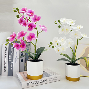 Bunga Anggrek <span class=keywords><strong>Phalaenopsis</strong></span> Bonsai Buatan Tangan Ringan Dekorasi Dalam Ruangan Tanaman Pot - Product Image 1