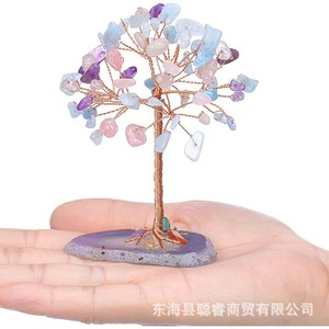 Natural <b>Crystal</b> Pebble <b>Tree</b> Handmade Agate Base Money <b>Tree</b> Home Desktop Decoration - Product Image 4