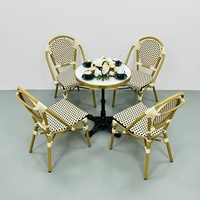 Ensemble table et chaise empilable en rotin au design moderne, imperméable pour l'intérieur et l'extérieur, meubles d'entrée pour villa, cour et parc