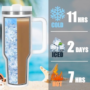 Premium Double Wall Vacuum Insulated 40oz Travel Mug with Handle Straw for <b>Hot</b> Cold <b>Drinks</b> Rustproof Stainless Steel Cup Durable - Product Image 5