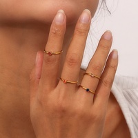 Ding Ran Hot Sale Kleine Ringetjes Kleurrijke Geboortesteen Ringen 18K Verguld Roestvrijstalen Ringensets