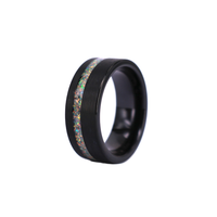 Bague de mariage élégante en tungstène noir avec incrustation d'opale blanche pour hommes