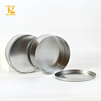 Boîte en métal ronde personnalisée pour biscuits, résistante au four, de qualité alimentaire, bleue, vide, pour beurre, biscuits, gâteaux, emballage en gros