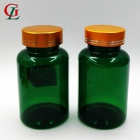Flacons ronds verts de 150 ml pour capsules de médicaments, flacons en plastique pour animaux de compagnie, contenants pour médicaments et vitamines avec bouchon et doublures anti-enfants