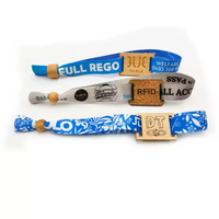 Nouveau bracelet personnalisé 2025 en tissu polyester entièrement imprimé par sublimation avec étiquette RFID en bois, taille sur mesure
