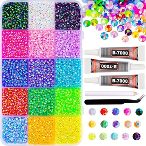 Piedras de Estrás para Decoración, Gemas Multicolores de 3mm con Reverso Plano para Arte con Diamantes, Kit de Decoración con 3 Piezas de Pegamento para Joyería B7000 de 10ml - Product Image 1