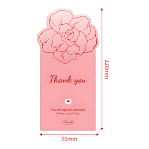 Étiquettes autocollantes imperméables rectangulaires roses Camélia Merci pour la boîte cadeau, scellage personnalisable, fabricant - Product Image 4