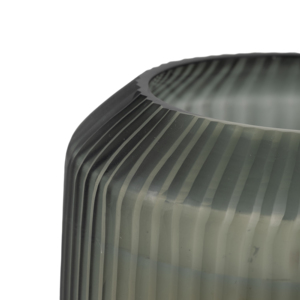 Ribbed Glass Scented <b>Candle</b> With Wood Base <b>Small</b> Votive For Indoor And Outdoor Use - Product Image 5