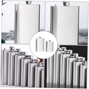 Klassische Gebogene Taschenflasche aus Rostfreiem Edelstahl, Auslaufsichere Hüftflasche für Tägliches Reisen, Camping, Bar und Getränkeaufbewahrung - Product Image 1