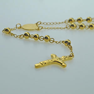 Collana con <span class=keywords><strong>Rosario</strong></span> Cattolico in Oro 18K con Croce per <span class=keywords><strong>Uomo</strong></span>, Vendita all'Ingrosso - Product Image 2