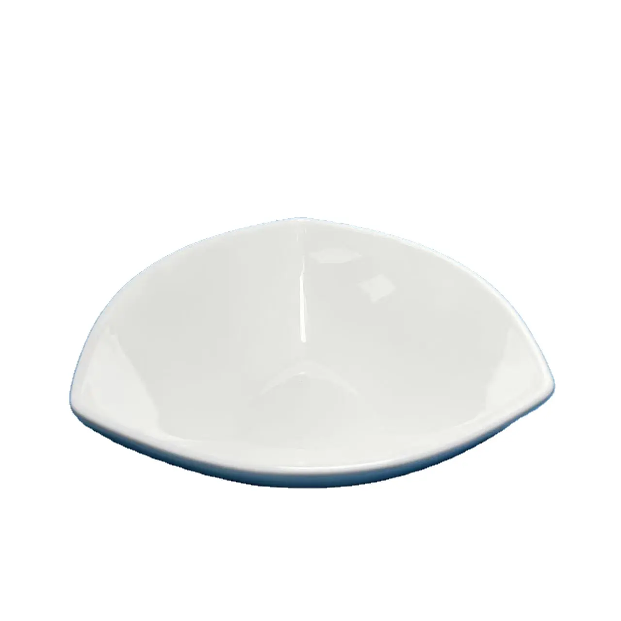 Grosir peralatan makan keramik suhu tinggi mangkuk buah Salad segitiga piring keramik putih