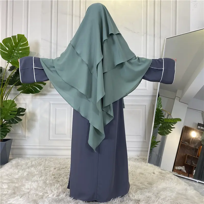 Hijab khimar3層イスラムイスラム教徒ロングKhimarソフトラマダンマレーシアkhimarイスラム女性