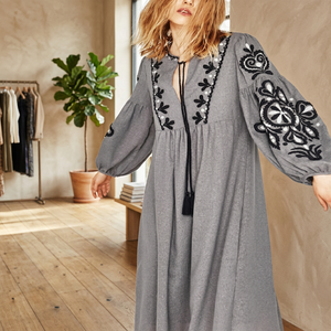4XL 5XL <b>Vintage</b> Print Long Boho Strapless Eco-Friendly Natural Woven Plus Size Women's <b>Summer</b> Loose Fit <b>Dress</b> - Product Image 3