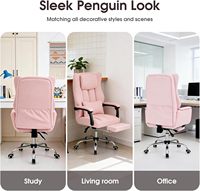 Chaise de bureau ergonomique à dossier haut avec repose-pieds rose, chaise de bureau à jambes croisées avec accoudoirs réglables
