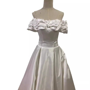 Satin Wedding Dress Off The Shoulder Princess Ball Gown Sweetheart Neckline Simple Elegant Forest Style Train For Brides - Product Image 5