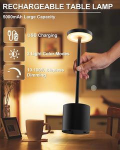 Lampade da tavolo Cordless portatile ricaricabile lampada da tavolo a LED a batteria luce da scrivania per ristorante sala da pranzo esterno camera da letto - Product Image 3