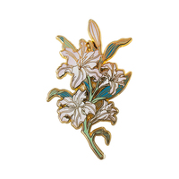 CNAWO En gros, Collier émaillé personnalisé USA pour broche de revers, motif plante et fleur mignons, en laiton plaqué couleur teinte, pour chapeaux, Logo RTS