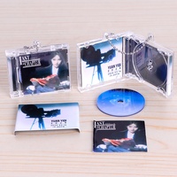 Étui transparent pour mini CD avec puce NFC + 2 feuilles de papier coloré + porte-clés + CD – Cadeau d'affaires