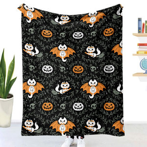 Couverture de canapé personnalisée éco-responsable pour Halloween, motif à pois tricoté, en flanelle et polaire Sherpa, pour toutes les saisons, usage domestique et en voyage - Product Image 6