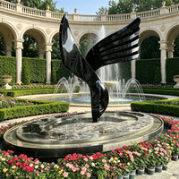 Sculpture d'art métallique abstraite en forme d'aile, finition miroir, moderne, en acier inoxydable, pour extérieur, statue en ruban, sur mesure pour jardin, fabricant