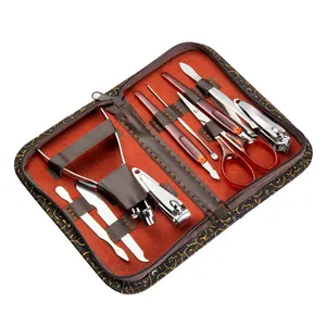 Stainless Steel Grooming Kit 10Pcs Beauty Manicure Set Professional Nail Clippers Kit Pedicure Care Tools with PU Leather Case