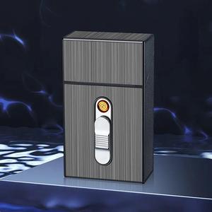 Hộp đựng thuốc lá kim loại 20 điếu, bật lửa nam sạc lại được, chống gió, kiểu dáng nhỏ gọn, dày mỏng, tiện dụng để đựng thuốc lá - Product Image 3