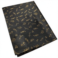 Papier de soie 17 g/m² de qualité supérieure, double couchage, motif herbe dorée sur fond noir, gravure pour emballage