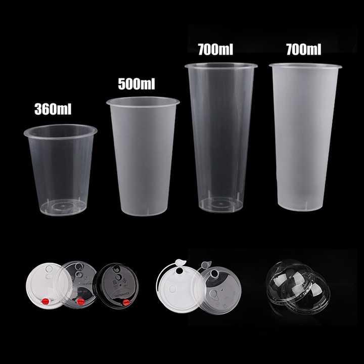 Customizable 360ml 500ml 700ml Bubble Tea Cup Disposable Transparent