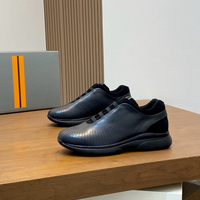 Chaussures de marche décontractées pour hommes en cuir perforé de style designer de haute qualité, à enfiler avec lacets élastiques, semelle épaisse et souple