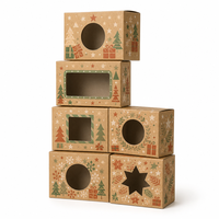 Boîte cadeau personnalisée en papier de couleur sauge terre cuite avec fenêtre pour produits de Noël et de fin d'année, pour marques de vente en gros