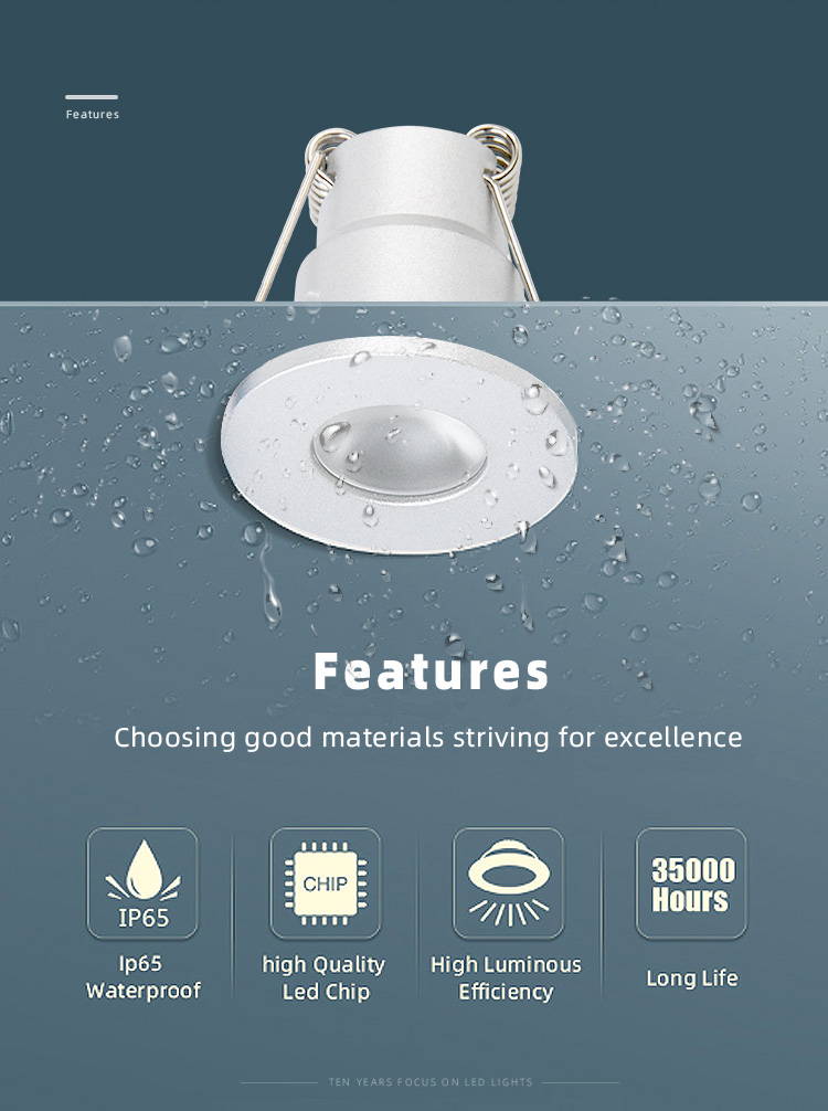 Australian Standard Ip65 Led Downlights Waterproof Housing Recessed Light Crystal Spotlight 12v Mini Spot Led Downlight