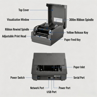 Printer Barcode Thermal Transfer Desktop yang Andal (AT241/AT341) Opsi RTC Printer Label 4-Inci untuk Stok Aset Tetap Kantor
