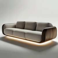 Mobilier moderne pour la maison hôtel villa salon solide base en bois ensemble de canapés simple en velours trois places