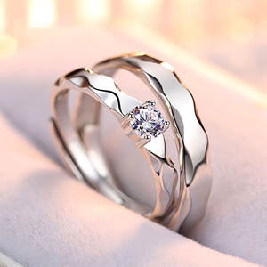 Amiee moda Día de San Valentín amor promesa regalos joyería fina mujeres hombres 925 plata esterlina pareja anillos de boda con circón - Product Image 3