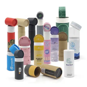 Venta caliente Eco friendly cilindro impreso personalizado bálsamo labial push up tubo de papel caja de embalaje papel Kraft tubos de cartón