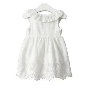 Детское платье без рукавов, Цветочная Одежда для девочек, праздничное свадебное платье белого цвета