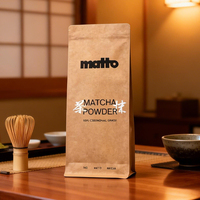 Sachet Doypack en papier kraft imprimé personnalisé de 1 kg à fond plat pour emballage de matcha, impression numérique, écologique, pour café