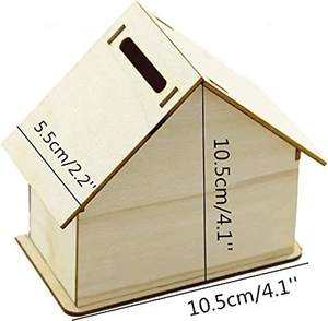 手作り子供用木製ハウスパズル未完成ブランクDIYペイントキッズ楽しいアートクラフト防水貯金箱 - Product Image 6