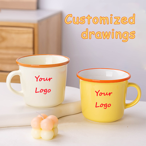 Venta a granel <span class=keywords><strong>Esmalte</strong></span> Looks Tazas con revestimiento de cerámica Diseños mixtos Logotipo de marca personalizado Taza de café Tazas Taza multicolor con asa - Product Image 2