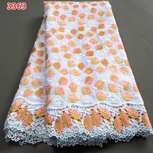 3363 semplice tessuto in Voile svizzero africano in pizzo con strass di alta qualità in stile Dubai di cotone pizzo a secco per le donne - Product Image 6